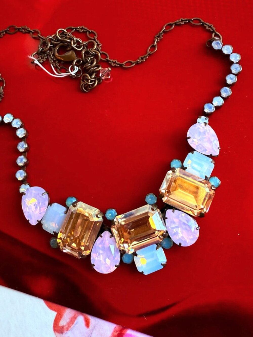 New Sorrelli Emerald & Pear-Cut Crystal Collar Tennis Statement Necklace